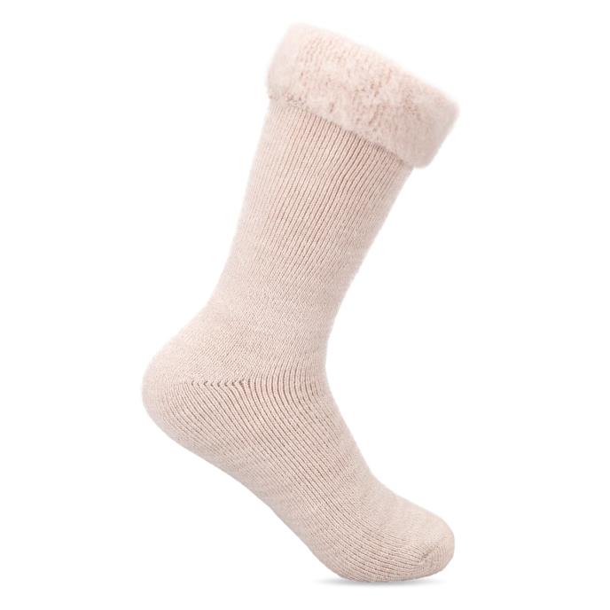totes toasties® Ladies Premium Brushed Thermal Bed Sock (Twin Pack) Cream / Pink Extra Image 4